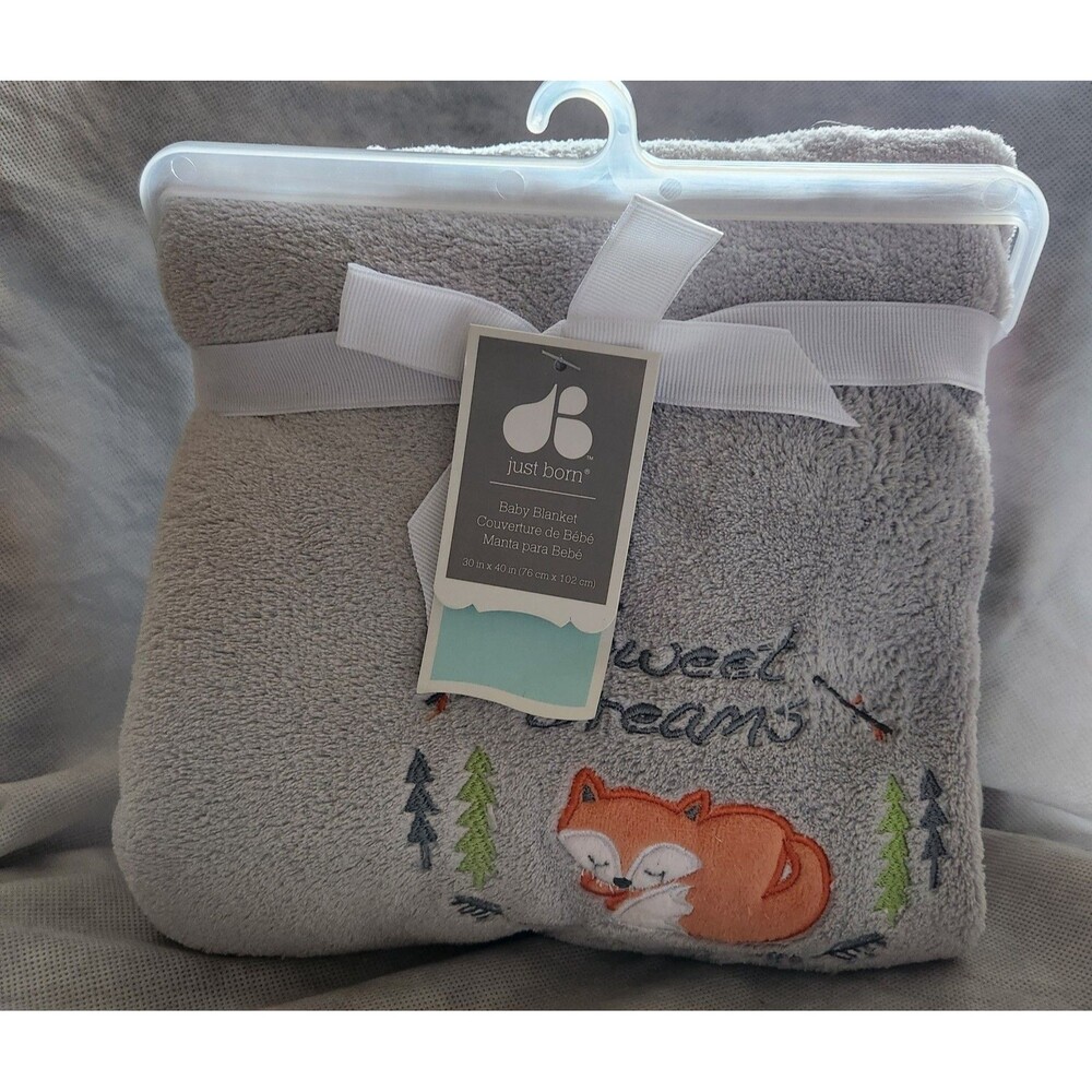 NEW Parents Choice Baby Blanket Gray Fox "Sweet Dreams" 30 in X 40